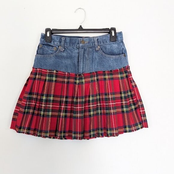 Design Lab, Jean and plaid Skirt - size Small - Picture 1 of 4